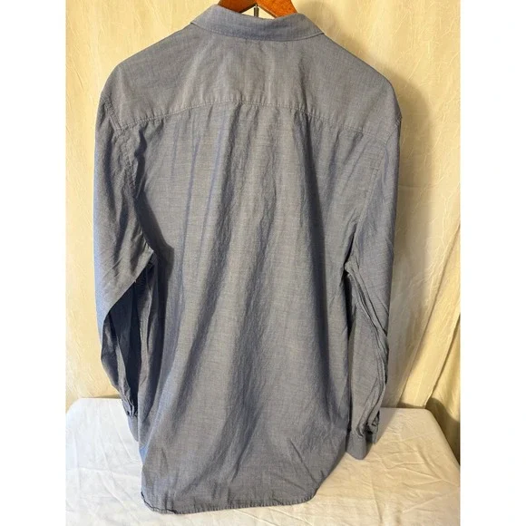 Calvin Klein Button Down Shirt Mens XL Blue Excellent Cotton Long Sleeve Pockets - Picture 2 of 5